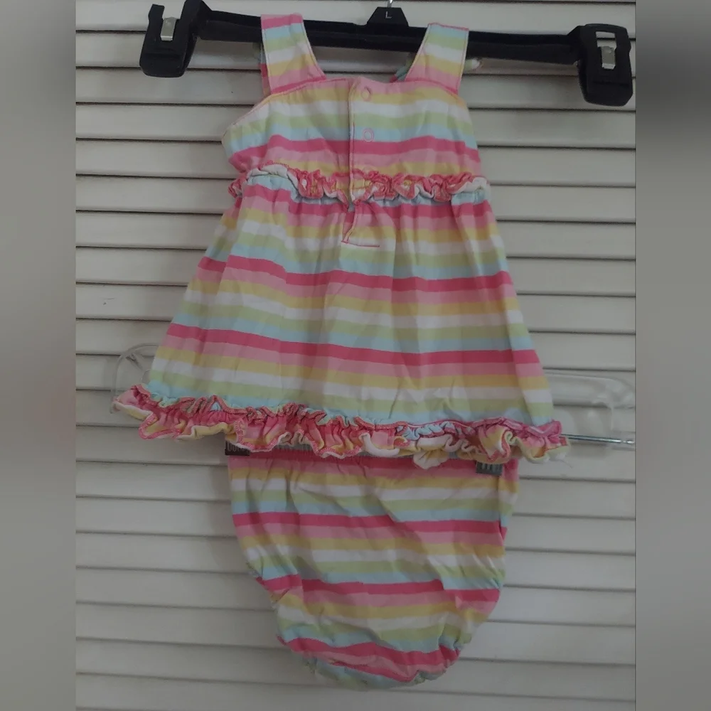 🎁 10/$25- Gap stripe dress and briefs,  0-3 months,  pastel stripes